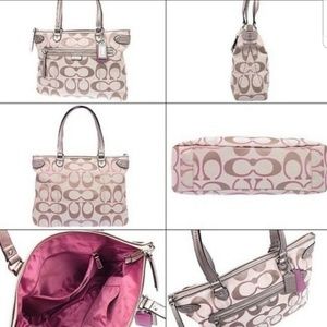 Coach Daisy Outline Signature Metallic Emma Tote